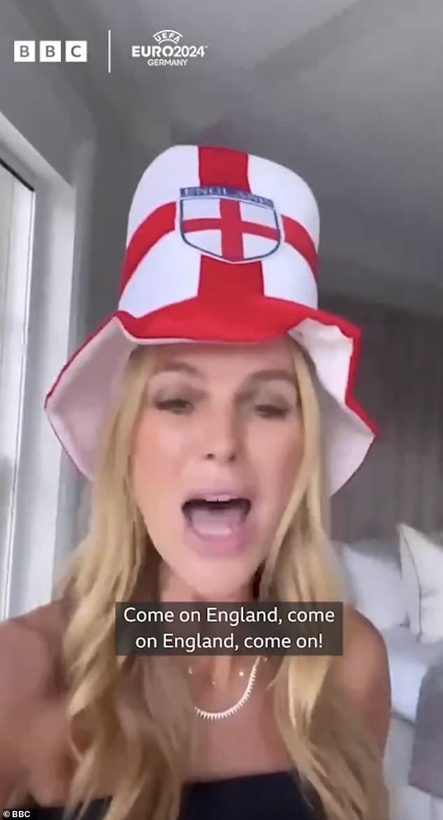 Earlier in the day, Amanda sang 'Go England' in a social media video to share her support for the Three Lions.