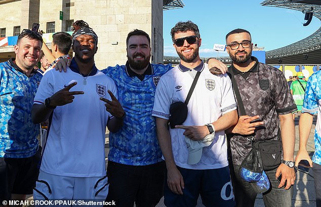 KSI (second from left) and his friends, including former Sidemen member Zerkaa (second from right), arrive at the Olympiastadion for the big match.