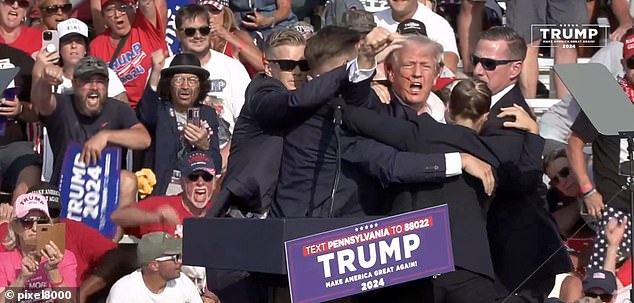 Immediately after the shots were fired, former President Trump was wrestled to the ground behind reinforced barriers by U.S. Secret Service agents.