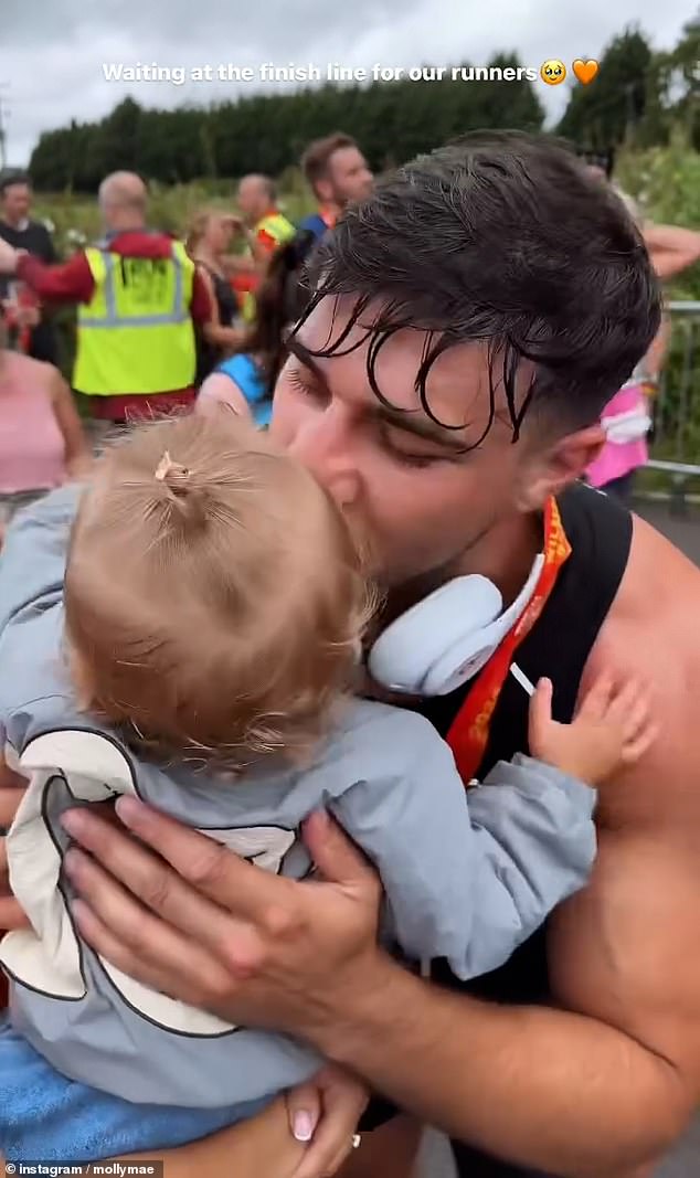 Tommy grabbed Bambi as he finished his run and gave him a sweet kiss on the cheek in an adorable video.