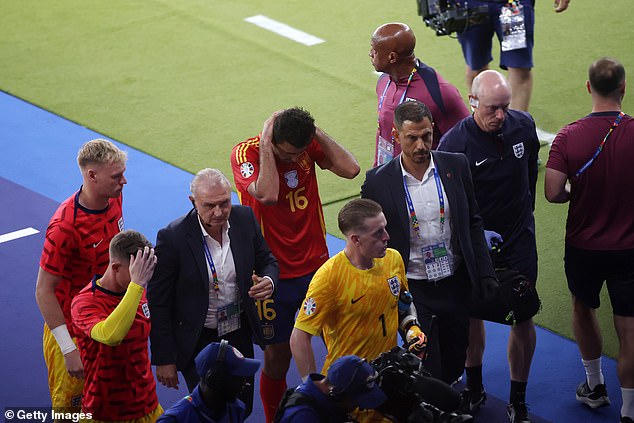 The Spanish midfielder is devastated to learn that his game is over in the Euro 2024 final