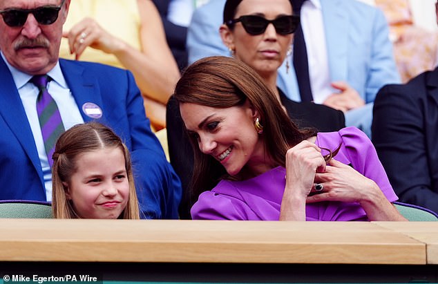 The mother-of-three, who has stepped back from public royal duties while undergoing cancer treatment, was pictured today with her daughter.