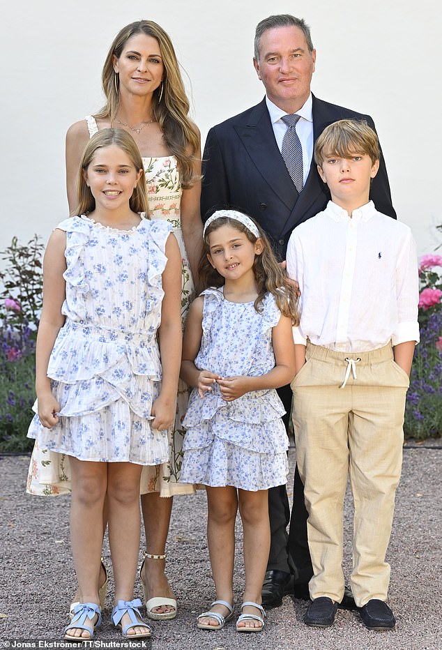 Princess Madeleine and her husband Chris O'Neill with Princess Leonore, Princess Adrienne and Prince Nicholas