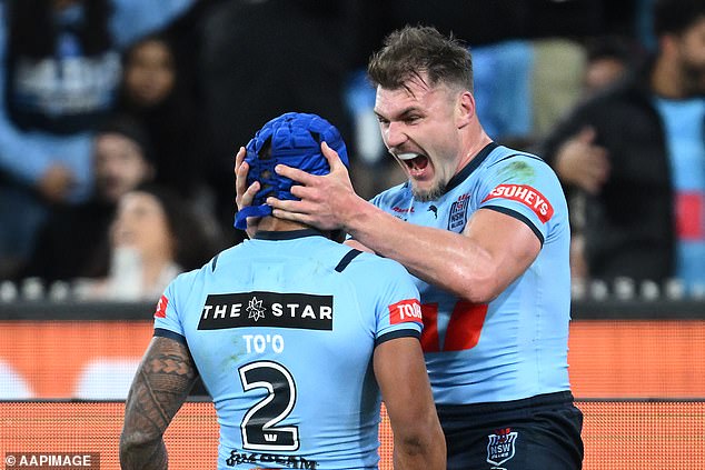 After a challenging 18 months, Crichton (pictured during the second game of this year's series against Queensland) is back to his best at the Origin Arena.