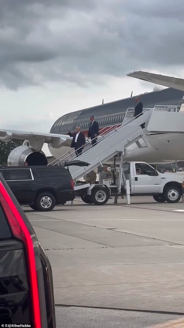 Trump, pictured Sunday arriving at the Republican National Convention in Milwaukee, is set to rewrite his speech