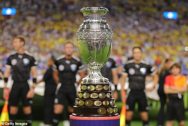 The Copa America trophy is displayed ahead of the final match of the 2024 tournament