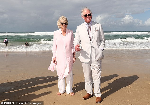 Charles and Camilla walk through Broadbeach on the Gold Coast on April 5, 2018 as they attended the opening ceremony of the Gold Coast 2018 Commonwealth Games.