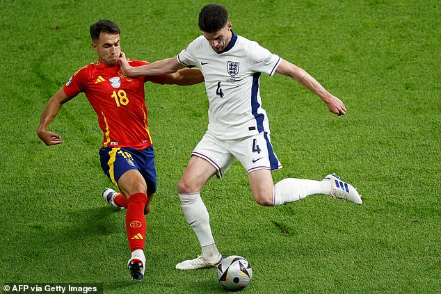 Arsenal midfielder Rice played the full 90 minutes for England in Berlin on Sunday night.