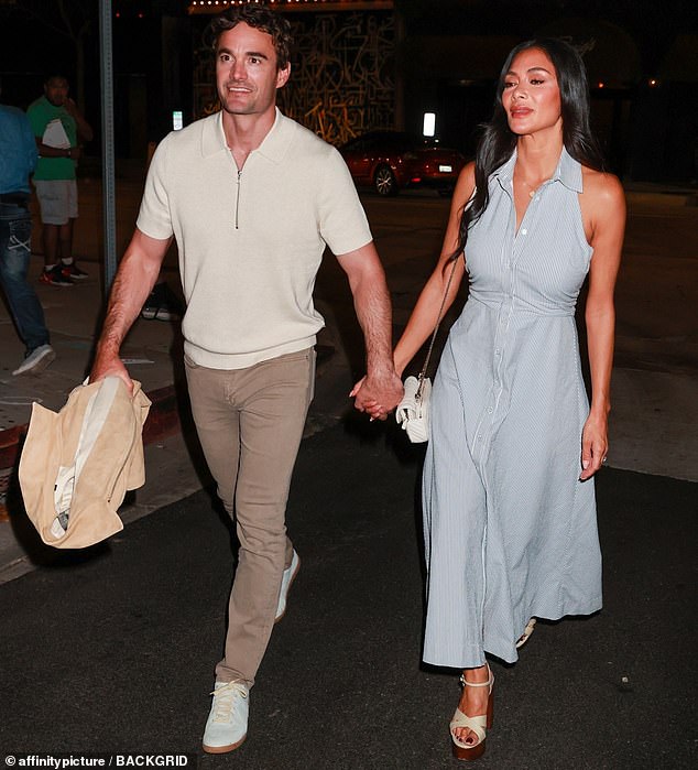 The former Pussycat Dolls singer, 46, and the ex-rugby player, 39, looked loved up as they held hands as they left popular restaurant Craig's.