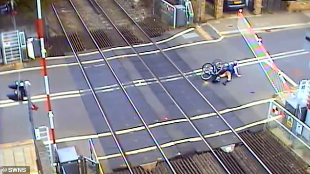 The footage also shows cyclists crashing onto the tracks, as the latest figures show there were 258 incidents of misuse and 33 near misses at level crossings on Network Rail's Kent route in the last financial year alone (2023/24).