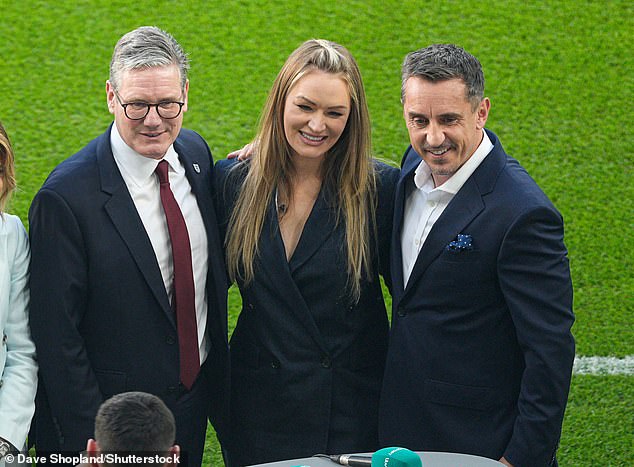 Prime Minister Keir Starmer (left) alongside Laura Woods (centre) and Neville (right) on ITV