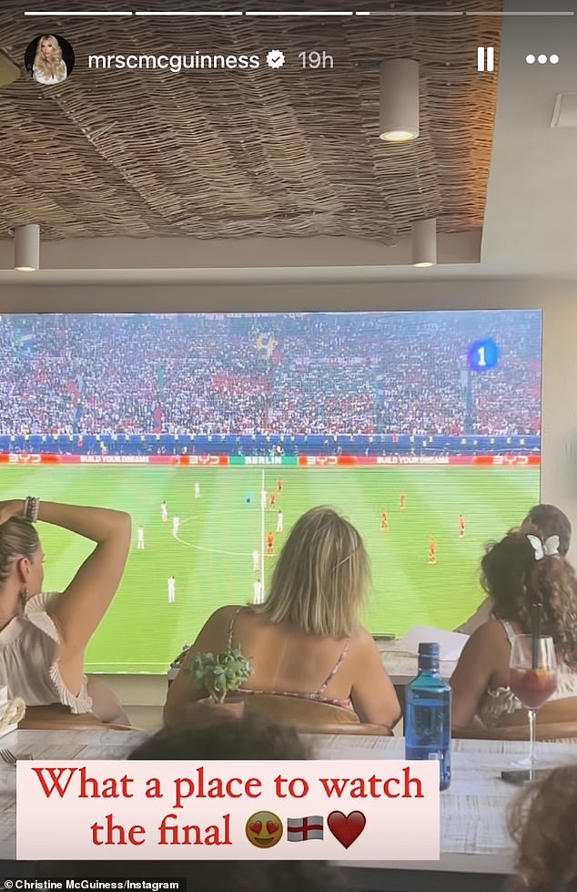 The TV star enjoyed the Euro 2024 final during her vacation