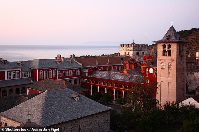 Above, the Vatopedi Monastery, which King Charles visited on many occasions.