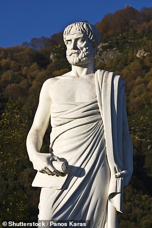 Stagira is the birthplace of Aristotle. Above is a statue of the philosopher in the ancient city, with its ruins 