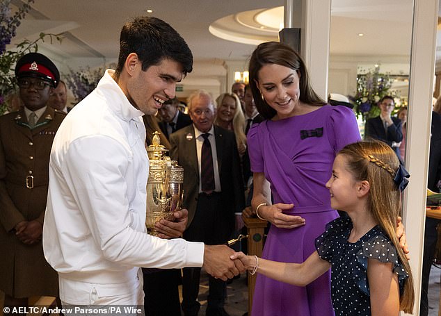 Nine-year-olds Kate and Charlotte spoke to tennis talent Alcaraz off the court and revealed she had been watching tennis at home.