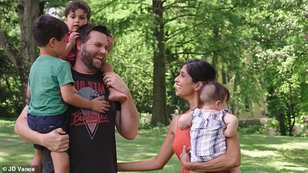 Usha and JD Vance with their three children. They welcomed their first child in 2017. Their daughter Mirabel was born in December 2021.