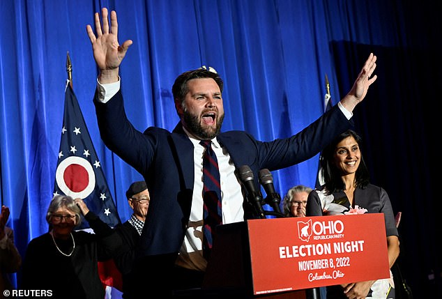 The couple celebrates on election night 2022 after Vance won the Senate race. She described her first campaign in Ohio as a 