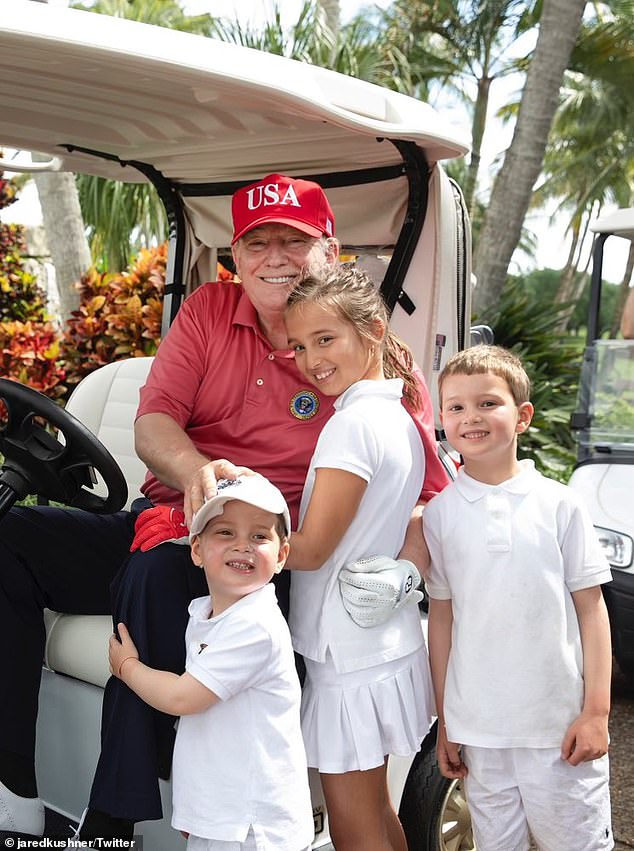 Trump, pictured with his grandchildren, has reportedly taken his survival as a 