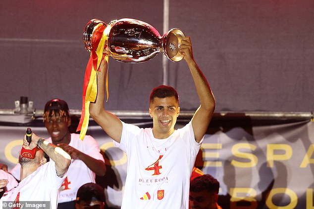 Rodri lifted the Euro Cup trophy after being one of the tournament's standout players