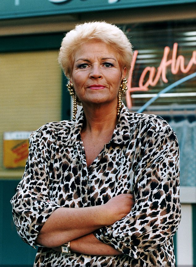 The video shows Kate Slater (Jessie Wallace) and Pat Butcher (Pam St Clement, pictured), who was murdered in 2012.