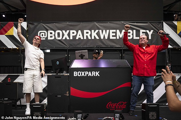 Last month, Shaun (right) joined rapper Aitch (left) on stage at BOXPARK in Wembley ahead of England's Euro semi-final.