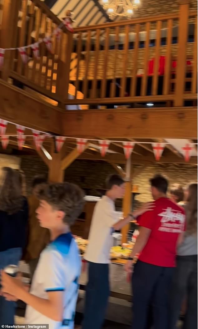 The bar also features cobbled walls, traditional beams and a mezzanine, all decorated with dozens of England flags ahead of their defeat by Spain.