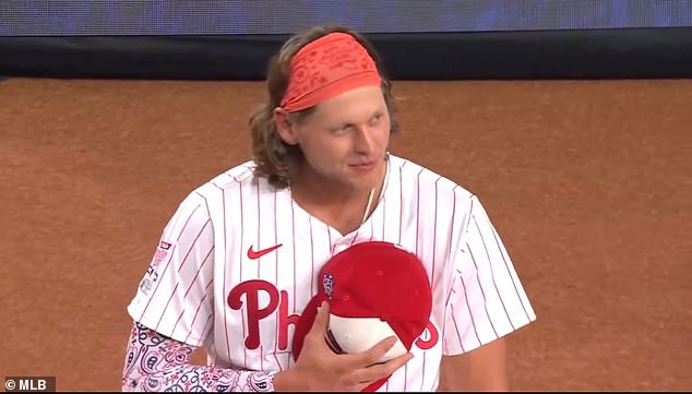 Phillies slugger and Home Run Derby participant Alec Bohm had a hard time containing his laughter.