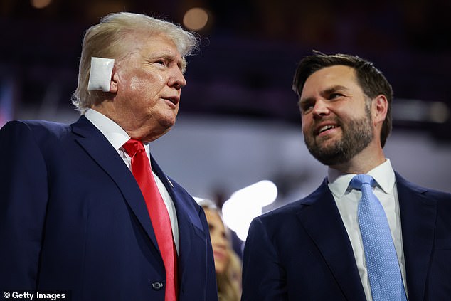 Donald Trump with his running mate JD Vance at the Republican National Convention