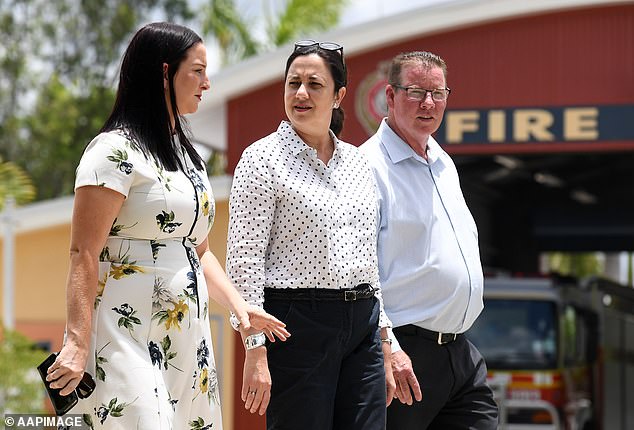 Mr O'Rourke (right) is pictured with former Queensland Premier Annastacia Palaszczuk (centre) and Keppel Labor MP Brittany Lauga (left).