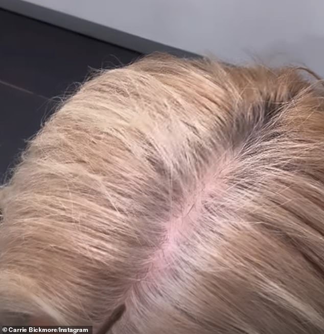 The 43-year-old showed her fans her new growth in an Instagram photo that highlighted the difference in color between her roots and her blonde hair.