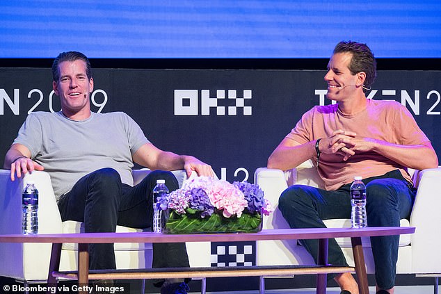 The firm donated $1 million, and Cameron and Tyler Winklevoss (pictured) each contributed $250,000 last month.