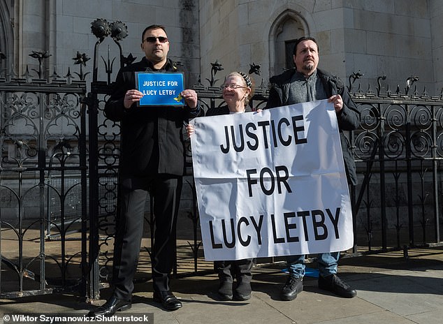 Letby's supporters demonstrate outside the Supreme Court during his appeal trial. They believe Letby is the victim of a miscarriage of justice.