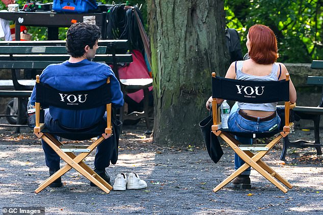 The couple had their own director's chairs and shared laughs as they chatted.