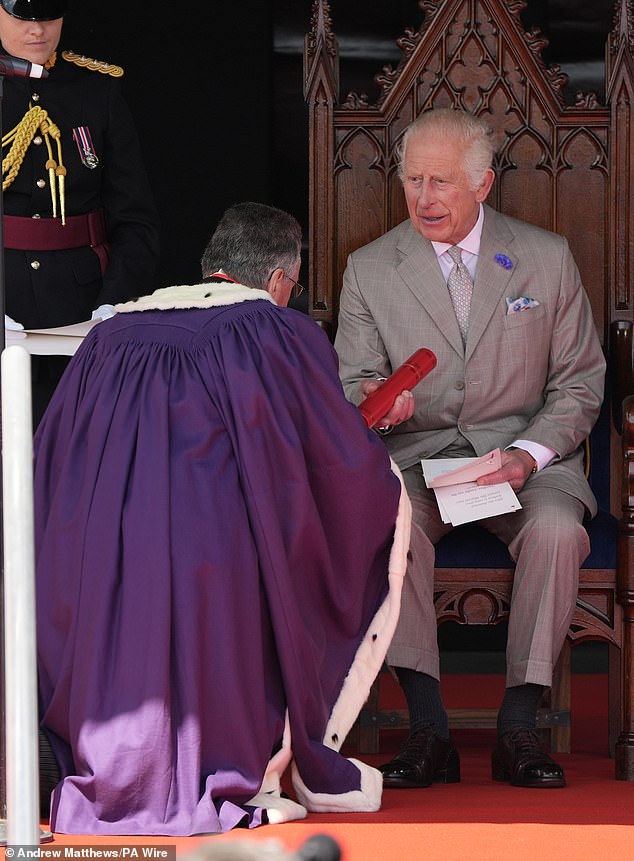 King Charles pictured during the special ceremonial session of the Guernsey parliament