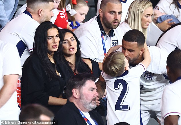 Walker shared a sweet kiss with his son in the crowd after England were beaten by Spain in the Euro 2024 final on Sunday.