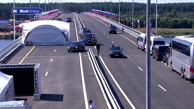 The president manages to get in safely and almost avoids colliding with the larger car behind him.