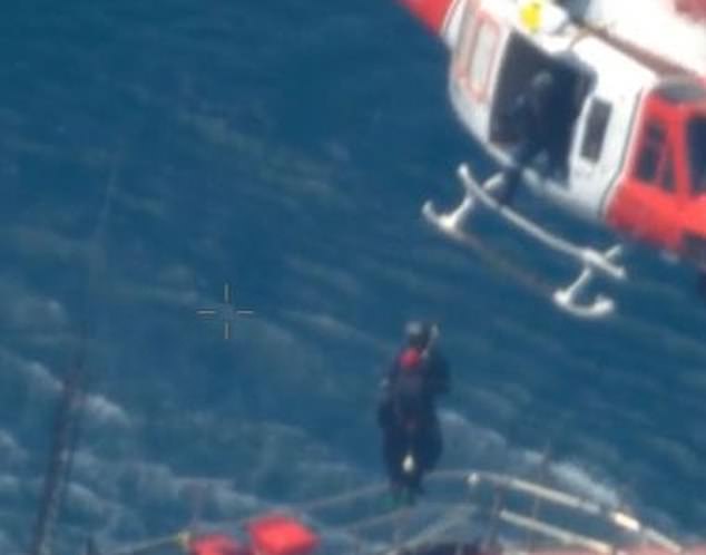 Rescue crews worked quickly to remove the man, aged in his 30s, from the boat (pictured) before he was flown to an air base in WA and then transported to Broome Hospital.