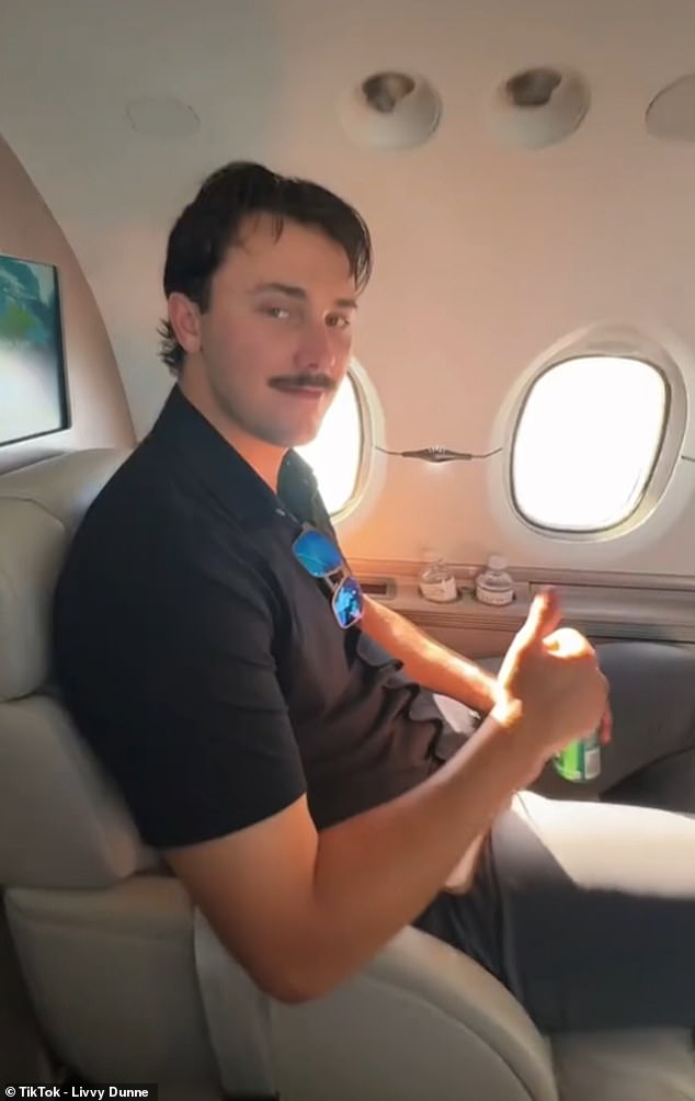 Dunne took to TikTok on Monday to share a clip of the couple flying to the Lone Star State.