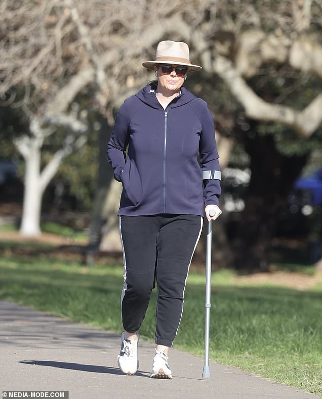 His recovery appears to be going well as he is back on his feet just weeks after undergoing hip replacement surgery at St Vincent's Private Hospital in Sydney.