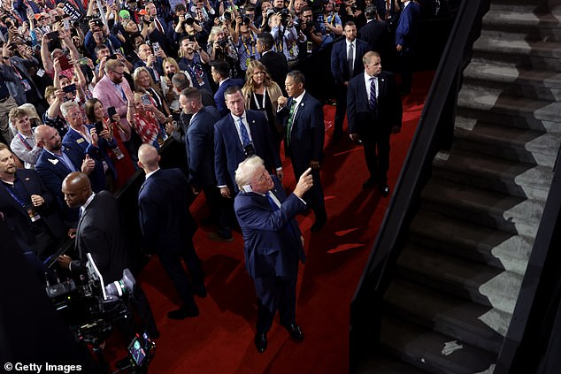 Trump takes front row seat at RNC on Tuesday night