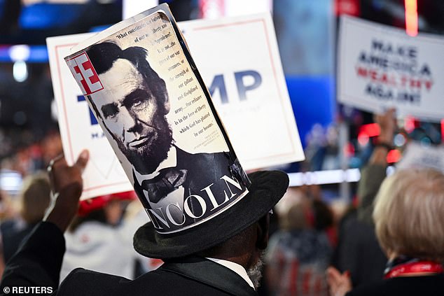 Alternate Delegate Alvin Portee Jr. of Columbia, South Carolina, wearing a Lincoln cap on the first day