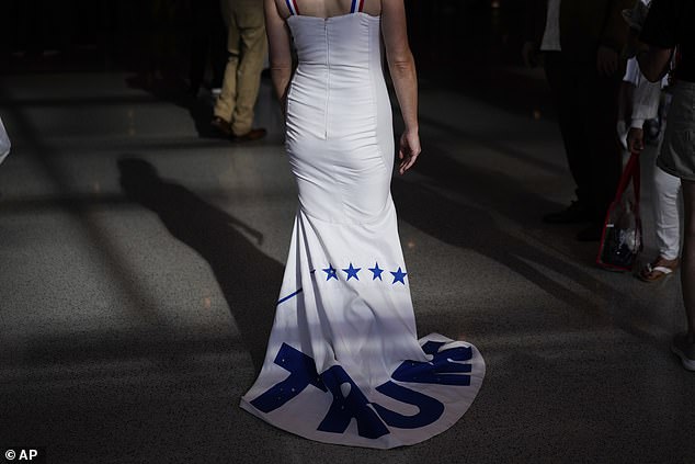 A delegate in a dress at the Republican National Convention