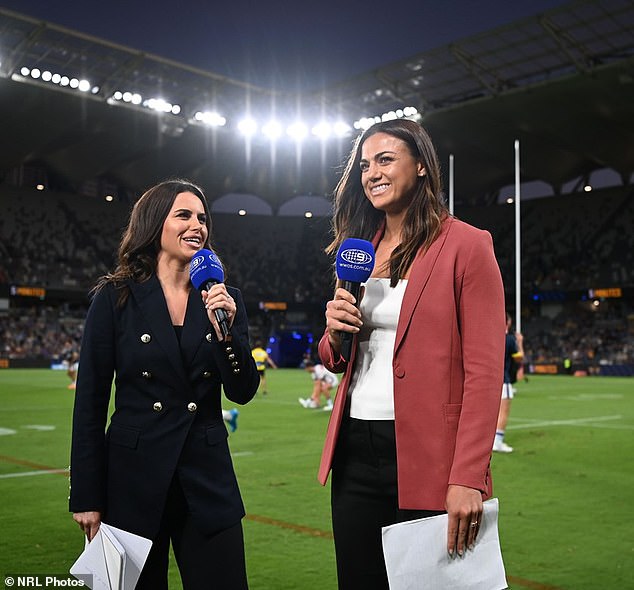 Slater said his Channel Nine colleague was promoting fake news and the network was a disgrace for allowing it. Pictured: Nine commentators Danika Mason and Millie Boyle