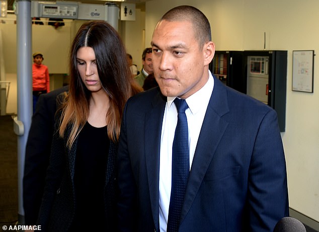 Huegill admits the 2014 cocaine incident put a huge strain on his marriage to Sara (pictured together outside Waverley Local Court), which ended in 2018.