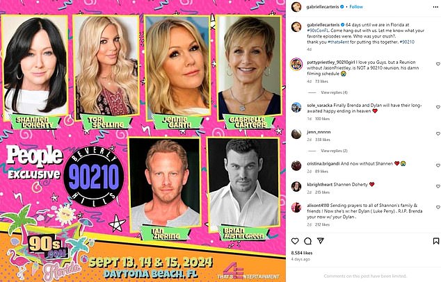 The cast will share their memories of Shannen at the 90s Con in Florida with a montage dedicated to Shannen and the late Luke Perry, who played her love interest, sources close to the show told DailyMail.com.