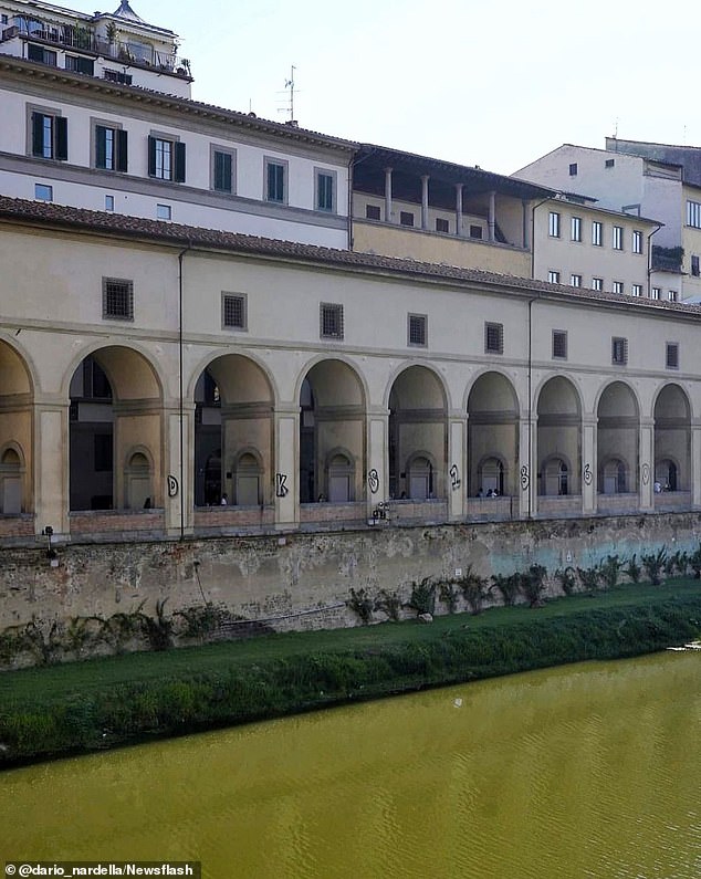 Locals were left stunned by the disrespectful behaviour of tourists who defaced the corridor connecting the prized Uffizi Gallery and the Pitti Palace.