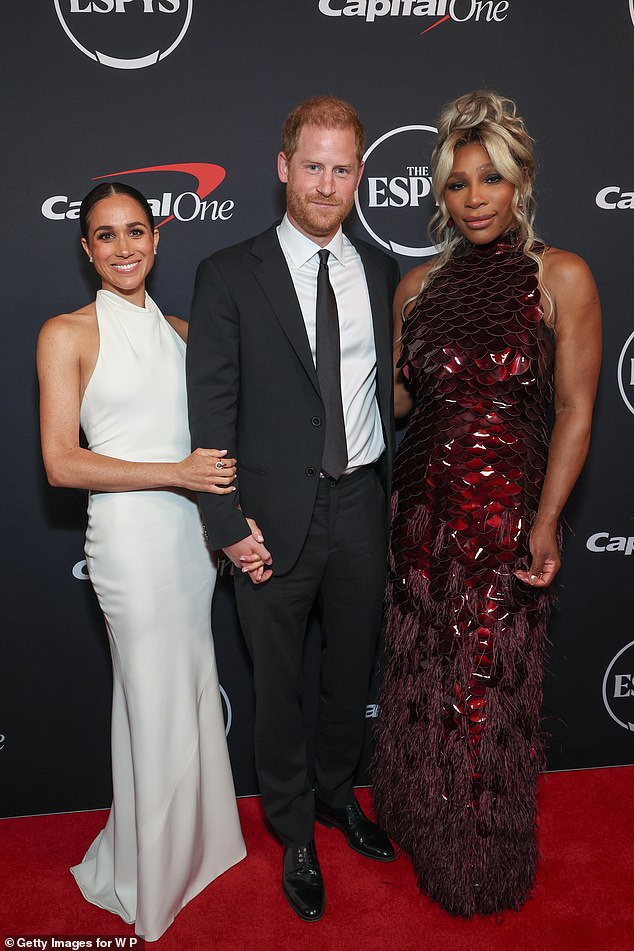 The couple received a standing ovation when they were announced at the event by host Serena Williams, who jokingly warned them not to 