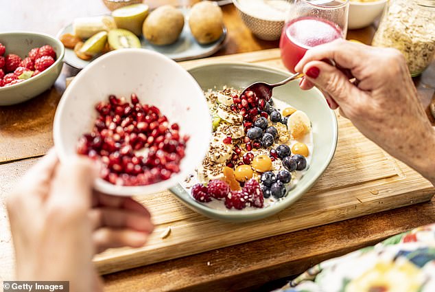 Pomegranates are rich in antioxidants and pair well with other fruits for breakfast.