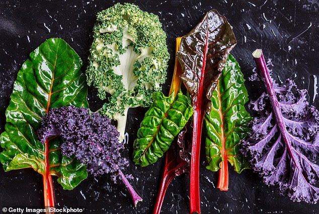 Purple kale and Swiss chard are packed with vitamins A, C and K.