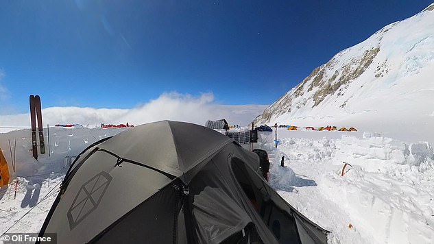 A rest day at the 4,350-metre (14,271-foot) camp, with the team enjoying the sunshine after a six-day storm.